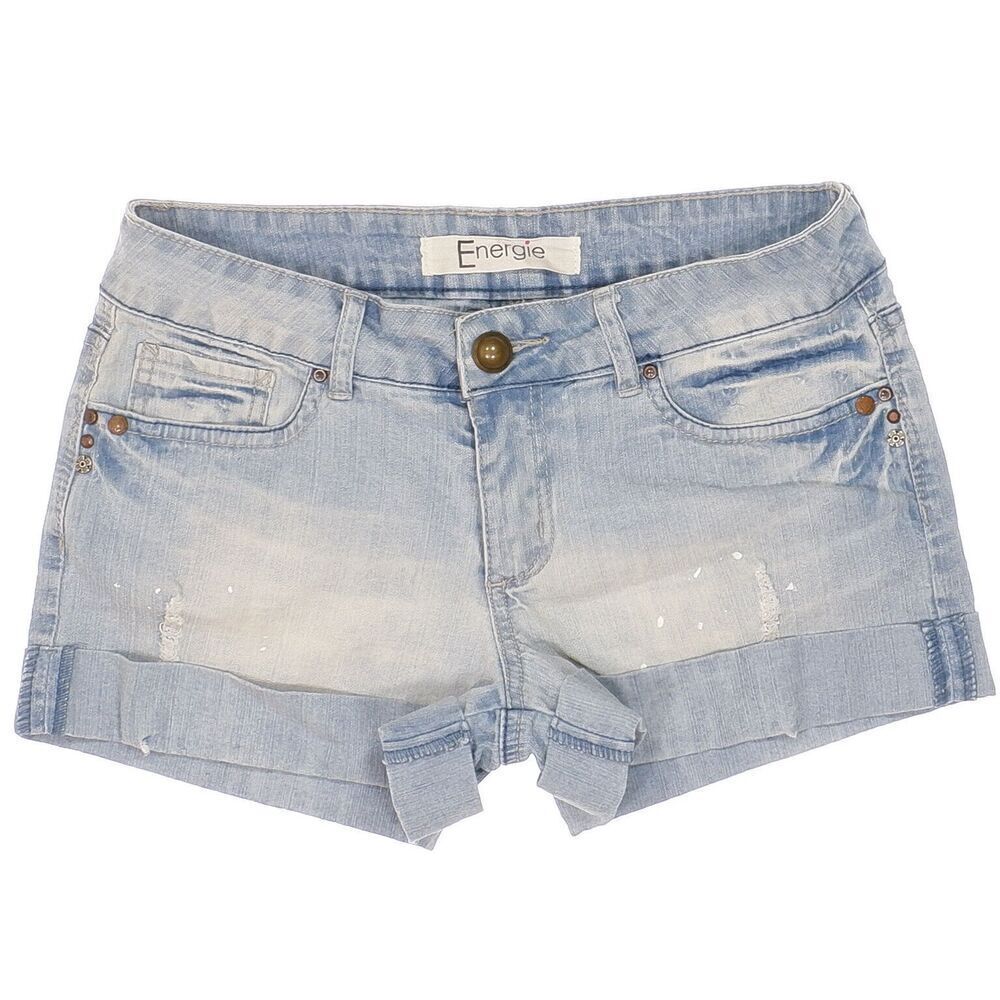 Energie Shorts Size 5 Juniors Distressed Cuffed Splatter Stretch Measures W28